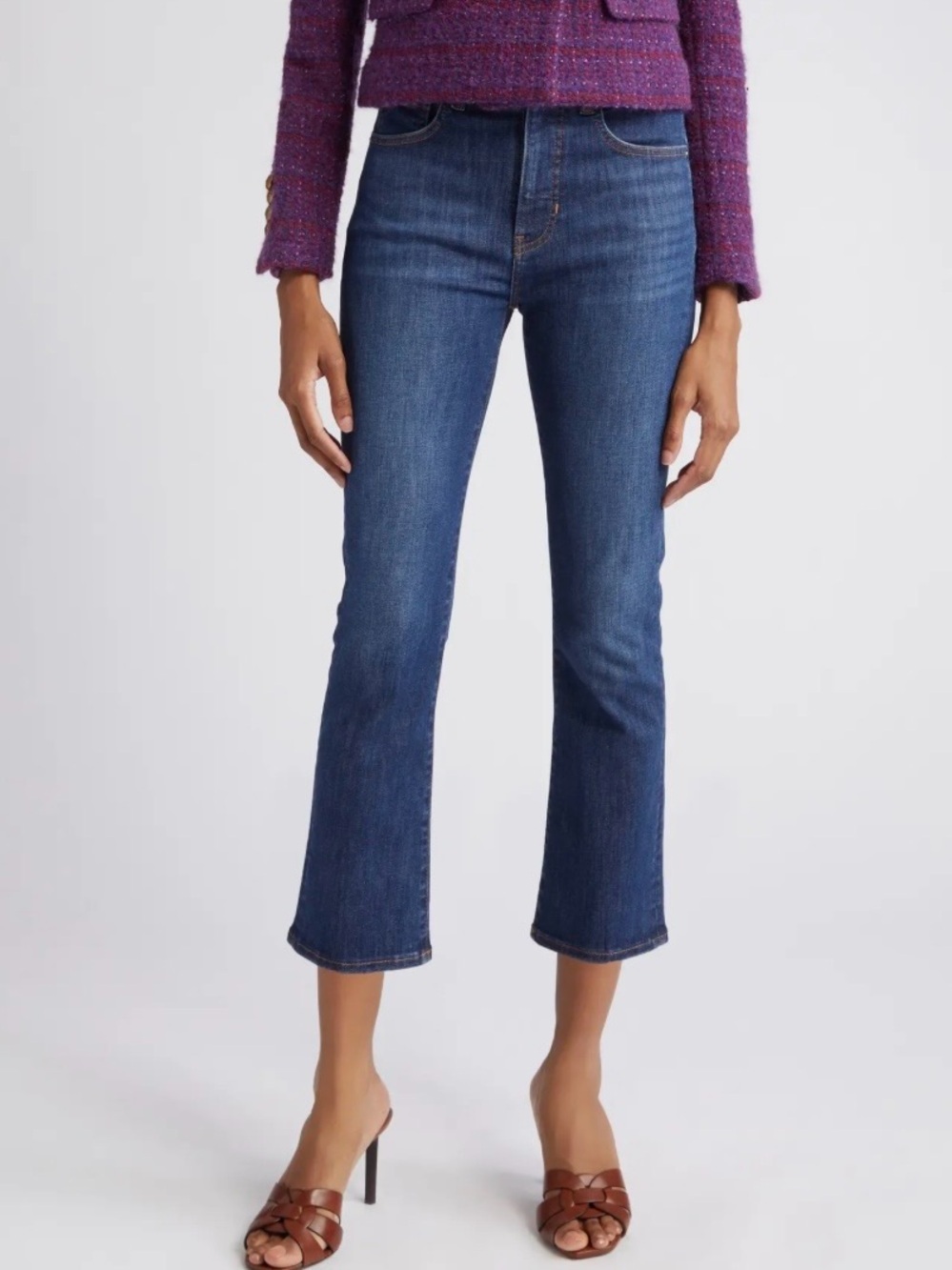 Veronica Beard Carly High Rise Kick Flare Jeans Bright Blue Wash Size 26